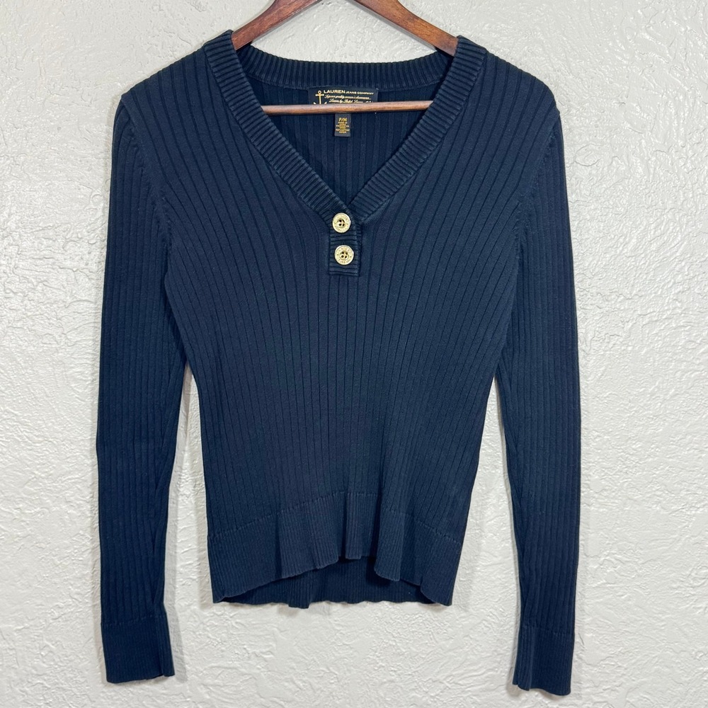 Vtg Ralph Lauren Sweater‎ PM Lauren Jeans Company Ribbed 90s Ivy Preppy Nautical